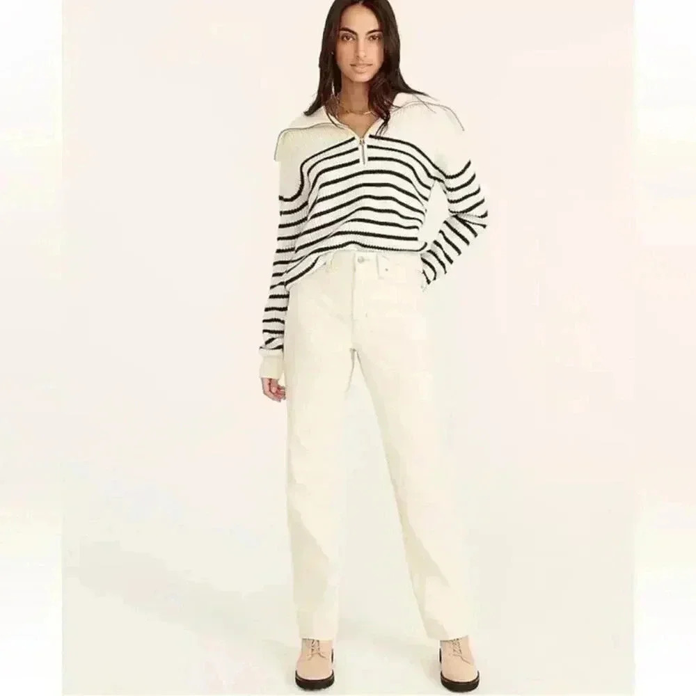 J. Crew Slouchy Boyfriend Jean in Ecru Natural 100% Cotton Size 25 NWT